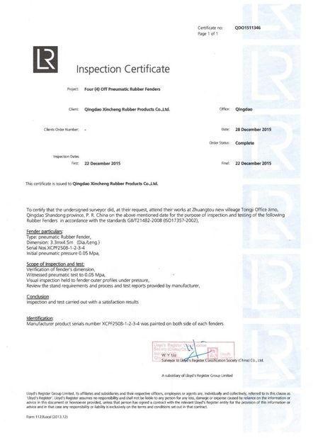 China Qingdao Xincheng Rubber Products Co., Ltd. Certification